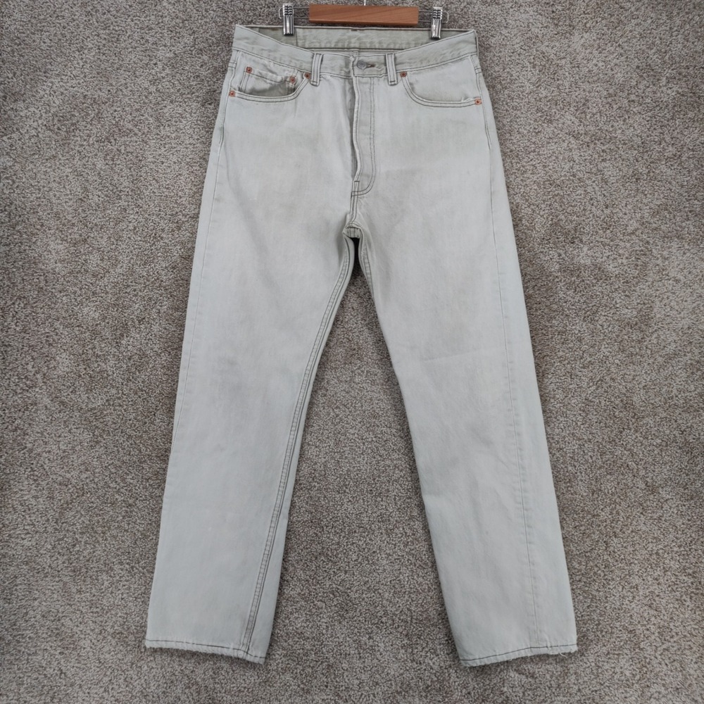Vintage Levis 501 Jeans Mens 34x30 Fits 32x30 Beige Button Fly USA 90's